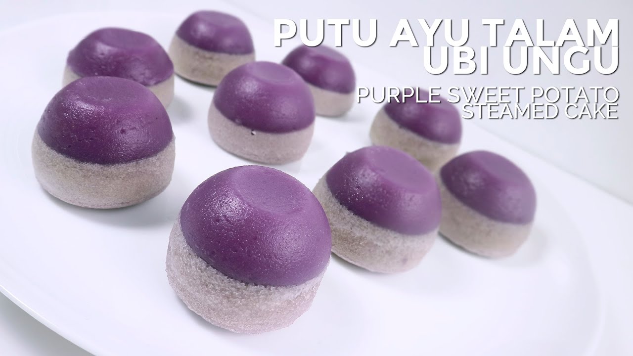 PUTU AYU TALAM UBI UNGU // PURPLE SWEET POTATO STEAMED CAKE - YouTube