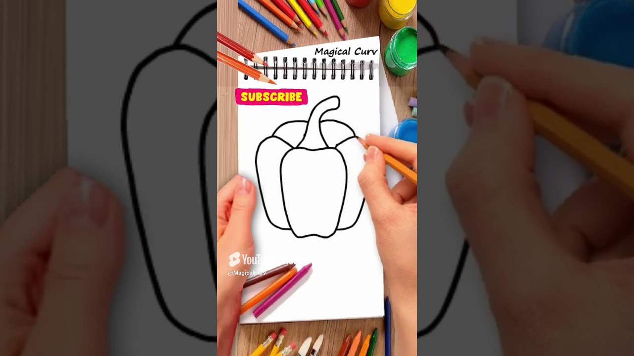 Learn How to Draw Capsicum For Kids & Toddlers _ Vegetable Drawing 