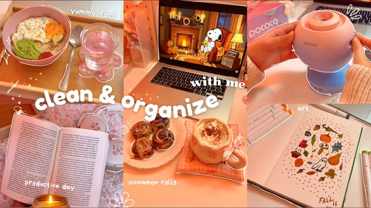 Cozy day routine🍁✨Cleaning & Organizing 🧺 cooking cinnamon rolls, autumn vibes, art, ft. Pococo🪐