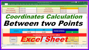 Coordinates Calculation Between two Points .Excel Sheet
