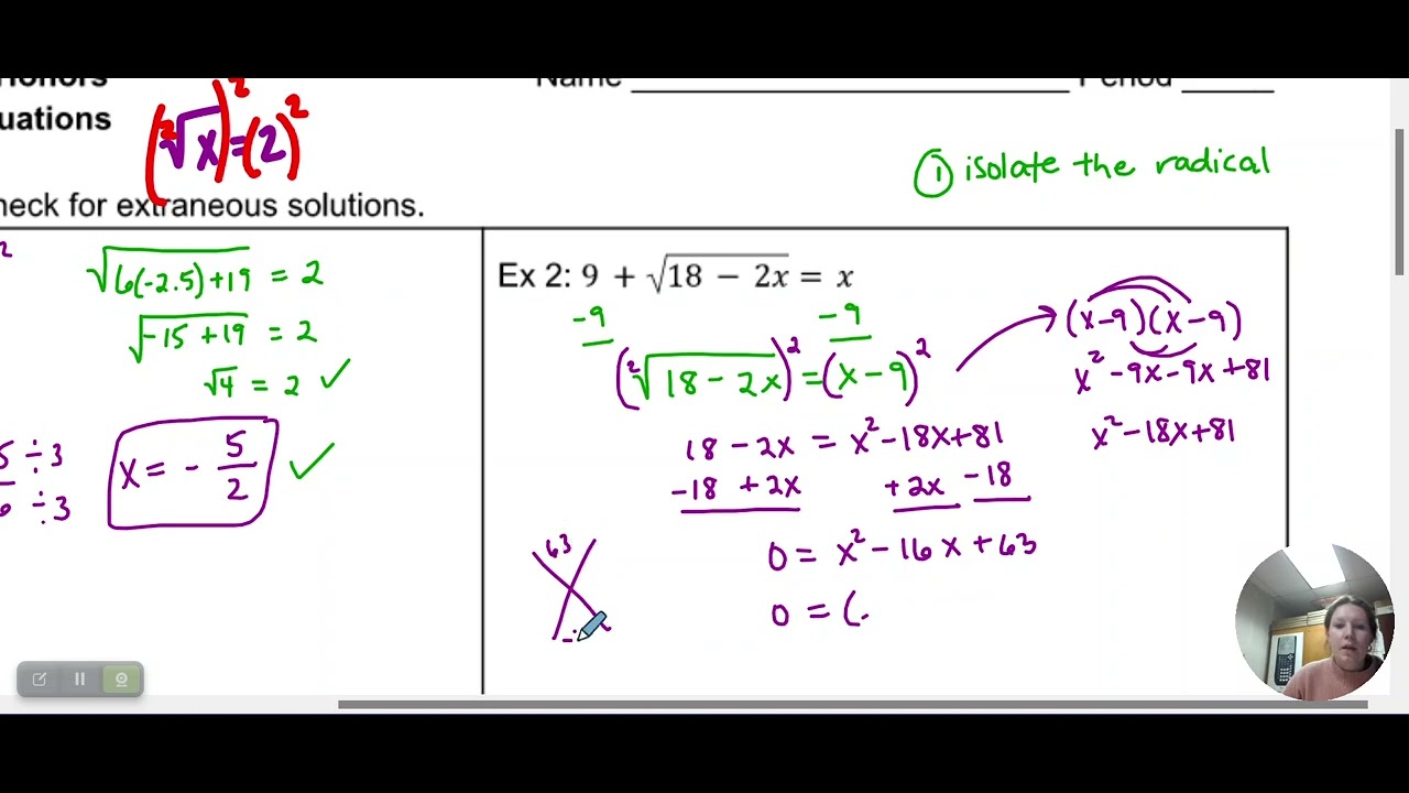 8.1 Solve Radical Equations - YouTube