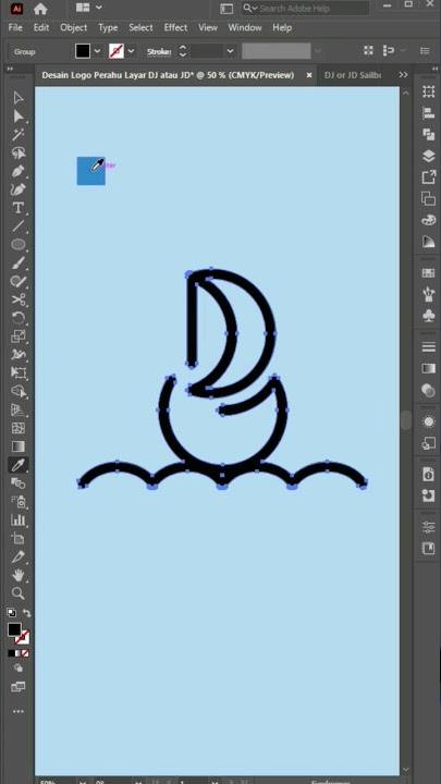 DJ or JD Letter Sailboat Logo Design in Adobe Illustrator #shorts #illustrator #logo #tutorial