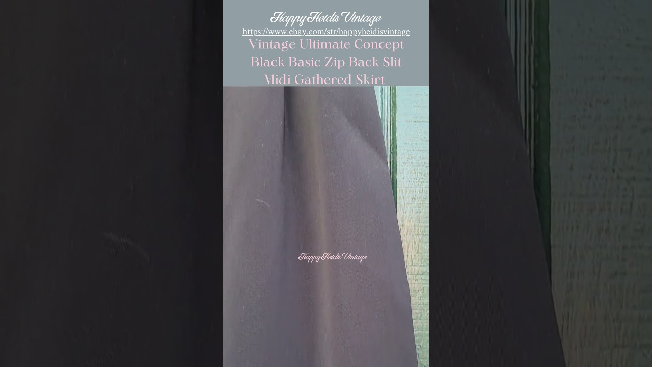 Vintage Ultimate Concept Black Basic Zip Back Slit Midi gathered Skirt 1