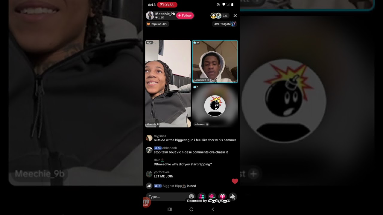 9BMeechie on live speak on probation & slowing down off smoking 
