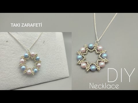 İnci ile zarif kolye yapımı// DIY// Elegant necklace making with pearls. How to make bead necklace