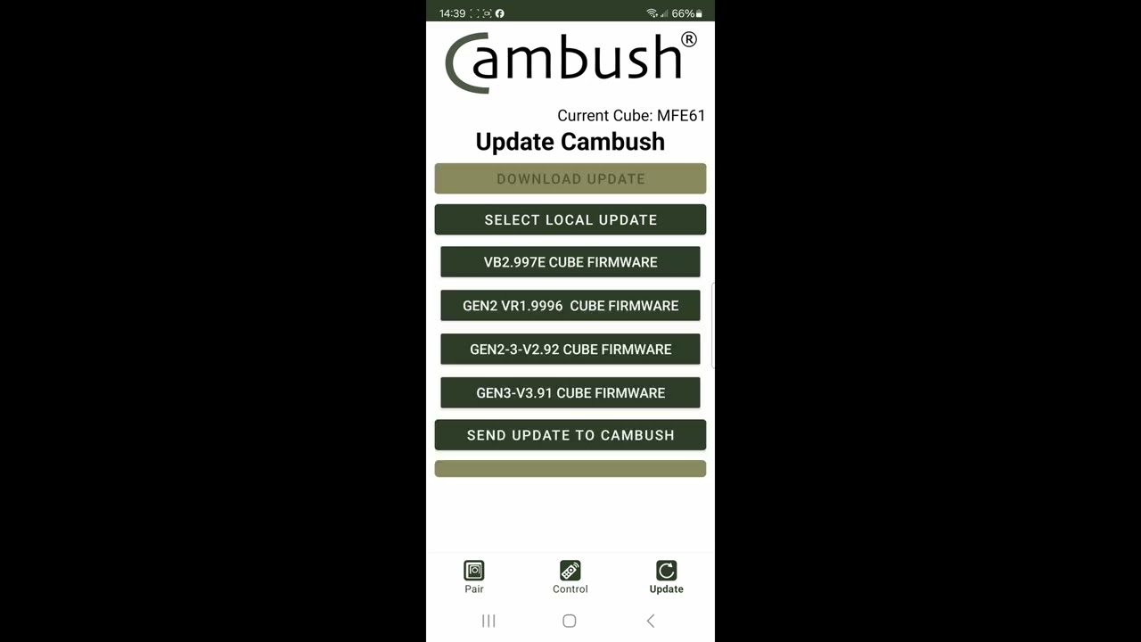 How to update Cambush Cube firmware