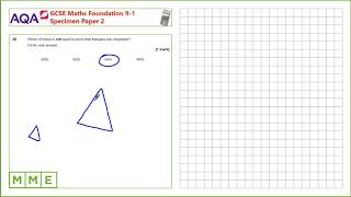 GCSE Maths AQA Foundation Specimen Paper 2 - Q25 Congruent triangles
