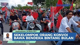 Sekelompok Orang Konvoi Bawa Bendera Bintang Bulan di Lhokseumawe, Jatuh Bangun saat Dicegat Polisi