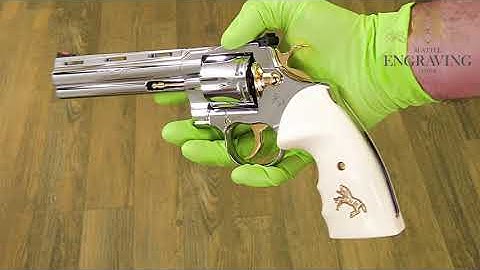 Custom COLT Python 6", 357 Magnum, High Polished Stainless Steel & 24K Gold and Special Ivory Grips