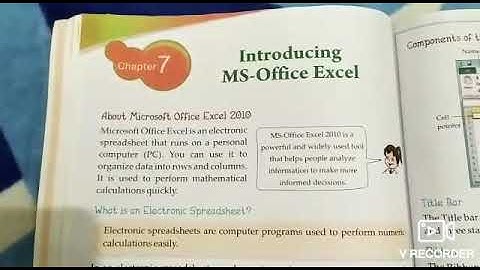 Class 5th Computer Chapter 7 INTRODUCING MS-OFFICE EXCEL part 1