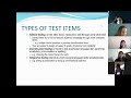 Types of Items Test. Tipos de elementos en un examen