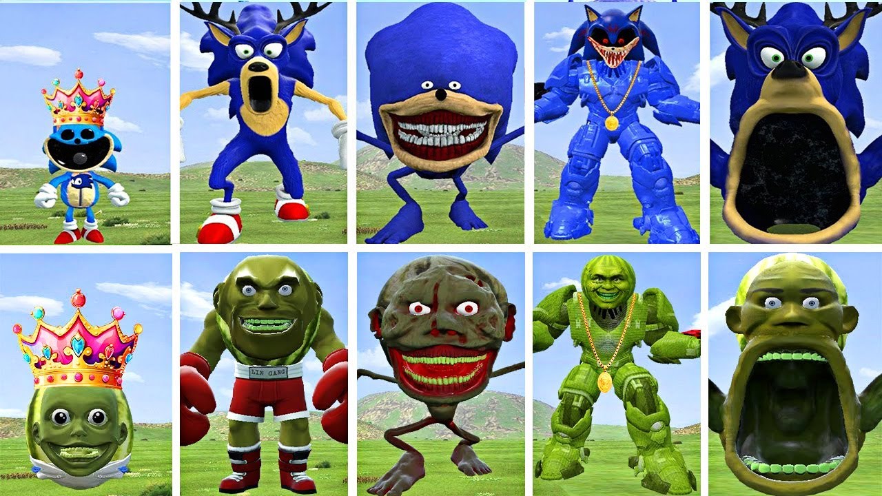 NEW EVOLUTION! King SHIN SONIC.EXE vs LINGANG MELON MONSTER | TRANSFORMATION BATTLE in GARRY'S MOD