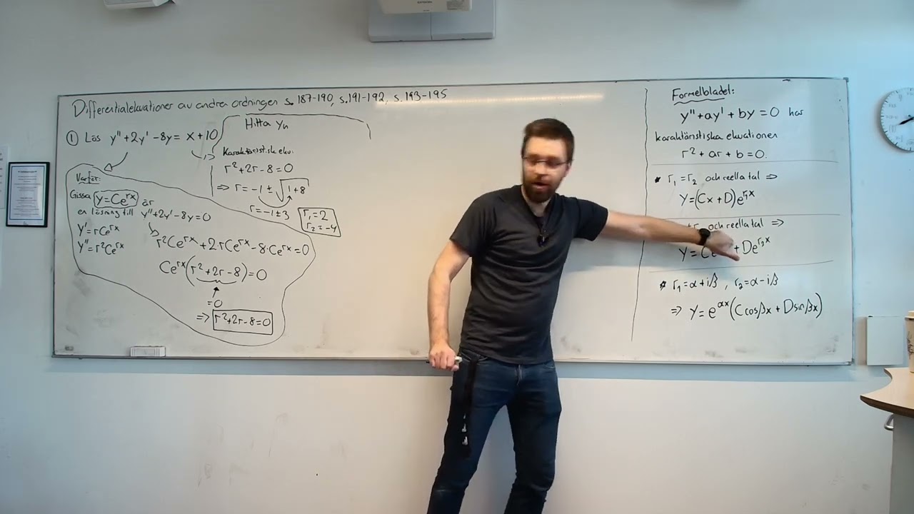 Matematik 5. DIFFERENTIALEKVATIONER AV ANDRA ORDNINGEN. Homogen lösning och partikulärlösning.