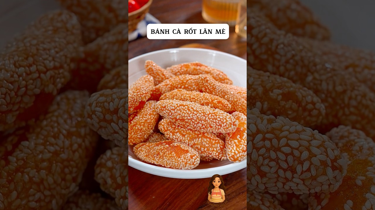 Cách làm bánh cà rốt lăn mè thơm ngon đơn giản. 