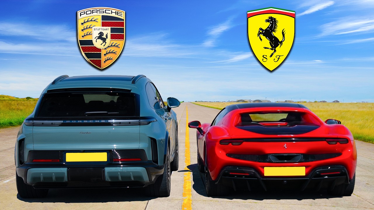 NEW Porsche Cayenne Turbo v Ferrari 296 DRAG RACE, on YouTube