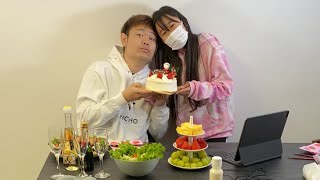 クリスマスケーキとチキン食べる配信！