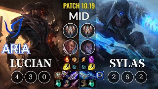 CGA Aria Lucian vs Sylas Mid - KR Patch 10.19