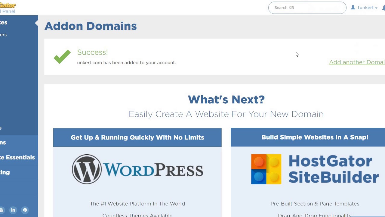 ADDING AN ADDON DOMAIN IN HOSTGATOR CPANEL HOSTING