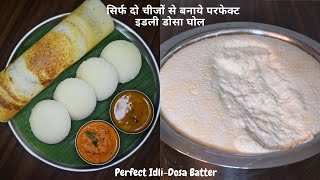 Homemade Idli Dosa Batter सिर्फ दो सामान से बनाये परफेक्ट इडली डोसा घोल मुलायम इडली और कुरकुरा डोसा