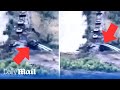 Dramatic moment: Russian tank falls off narrow bridge and 20 more tanks destroyed by Ukrainian mines