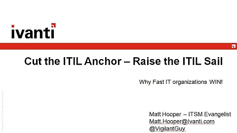 Cut the ITIL Anchor, Raise the ITIL Sail with Matt Hooper, an ITSM Academy Webinar