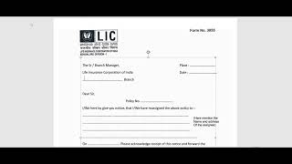 LIC Reassignment forms filling 3855 and 3857