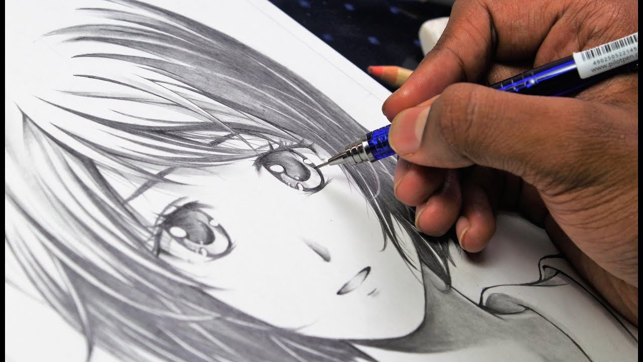 How to draw  Anime  Girl Using only  ONE pencil  Anime  