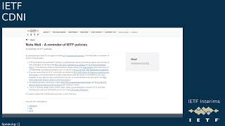 IETF interim: Content Delivery Networks Interconnection (CDNI) 2026-09-17 14:00