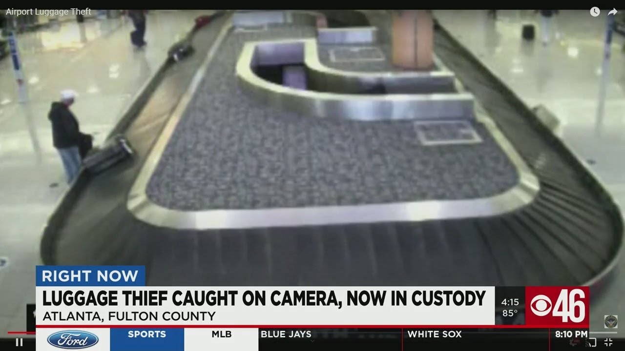 Luggage thief caught on camera, now in custody - YouTube