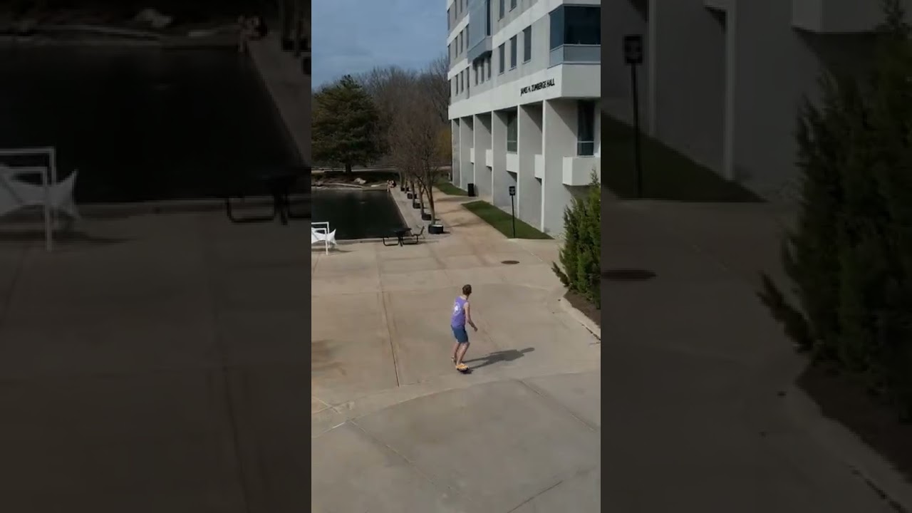 Drone Follows Me Skating On Campus