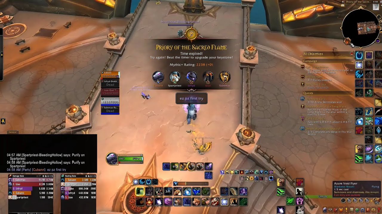 World of warcraft mythic +9 Priory of the Sacred Flame, guardian druid solo Prioress Murrpray
