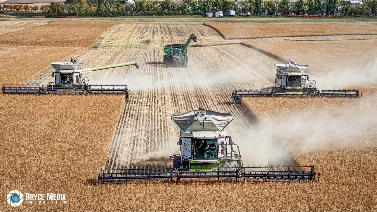 3x Claas Lexion Mähdrescher & Schwarze Challenger X-Edtion im Großeinsatz - Formation / SOUNDVIDEO
