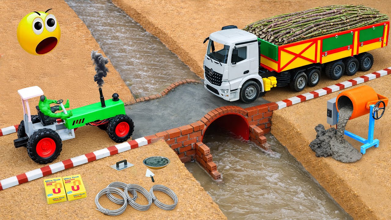 Crocodiles destroy bridge | Science project to build sturdy brick bridge for sugarcane trucks