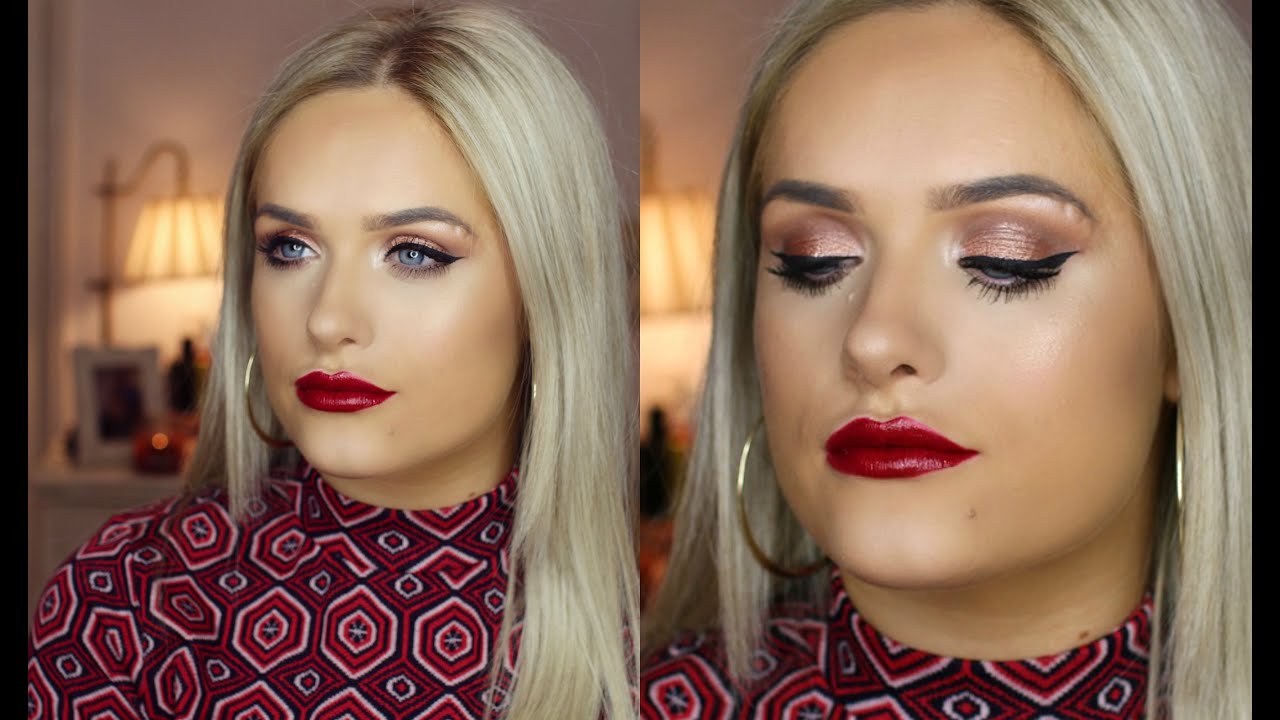 Rose Gold Foiled Eye & Red Lip Tutorial | Jordan Bone
