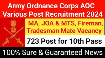 🏔️ Indian Army New Vacancy 2024 🔥|| Army Fireman & Tradesman Vacancy // Army Ordnance Corps AOC Post