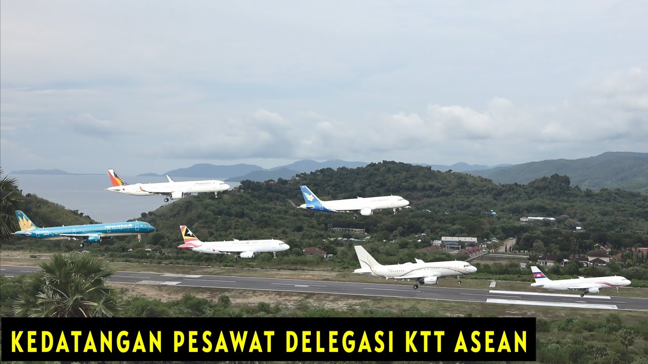 ISTIMEWA !!! Kedatangan Pesawat Delegasi KTT ASEAN 2023 di Bandara Komodo Labuan Bajo