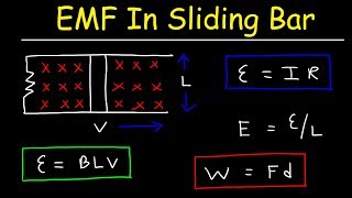 Induced EMF In Moving Conductor, Sliding Bar Generator - Faraday's Law of Electromagnetic Induction