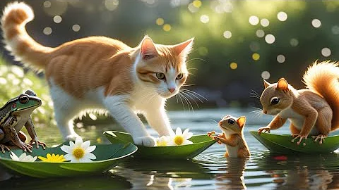 Watch the video about Mama Cat and Kitten 🐱🍊 Farm Fun! Bathing Cows, Picking Fruits & Cutting Jack-fruit 😸🌳