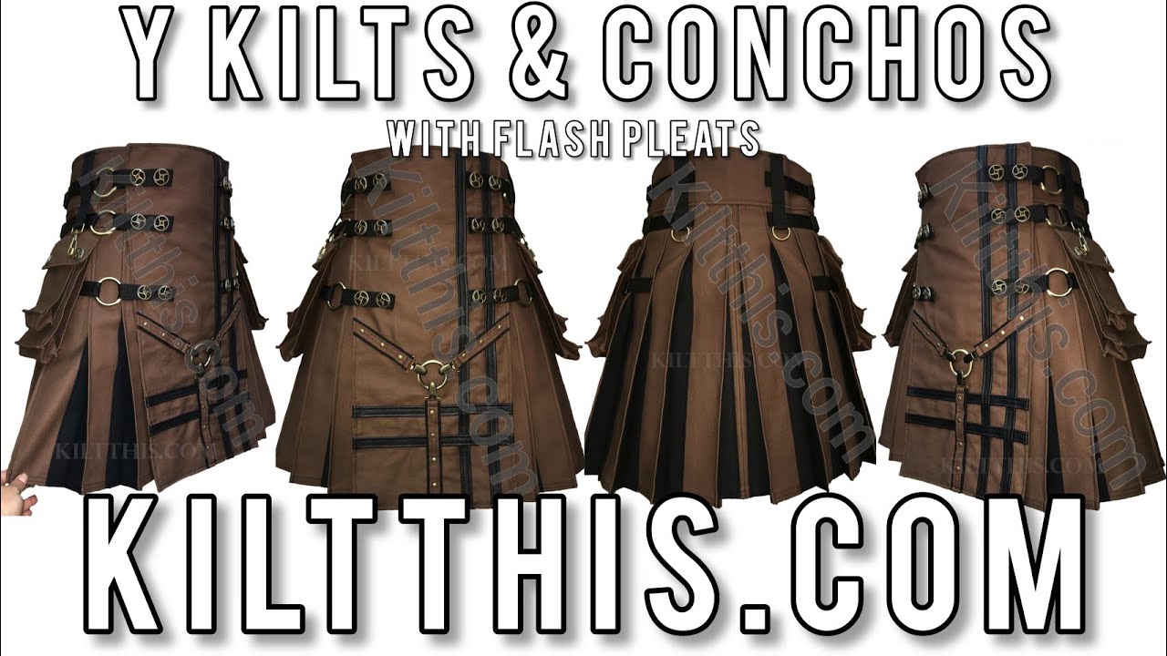 Brown Y Design Kilt with Flash Pleats by Kilt This