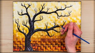 painting acrylic tree beginners easy abstract textured background