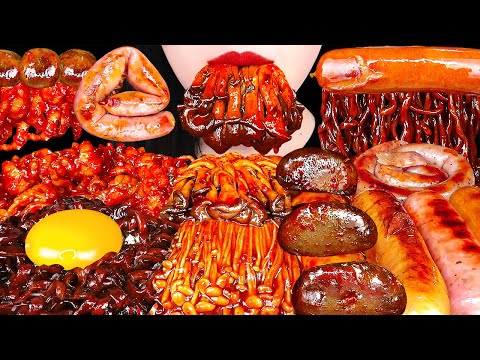 ASMR SPICY CHICKEN FEET 직접 만든 닭발, 매운 버섯, 불닭 짜장 ENOKI MUSHROOM, BLACK BEAN NOODLES, SAUSAGES MUKBANG