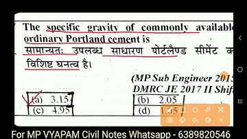🔴Building Material | MP VYAPAM Sub Engineer Previous Year Question Paper | Sub Engineer Civil  Paper