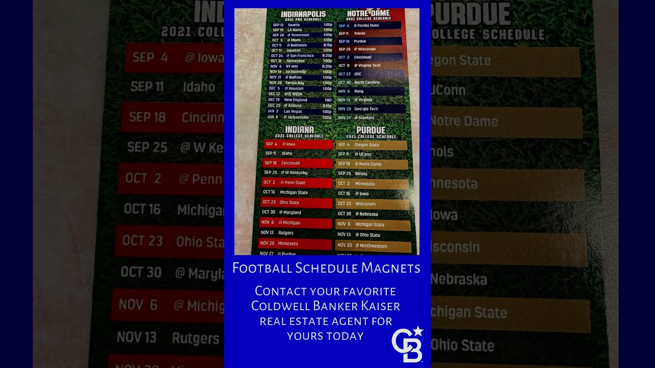 Football Schedule Magnets