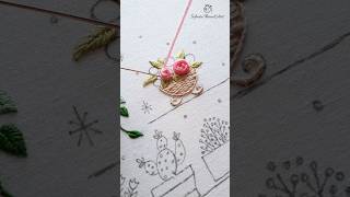 Woven rose tutorial | Fluffy rose flower embroidery | Rose stitch | Hand embroidery #shorts