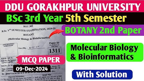 DDU GORAKHPUR UNIVERSITY Bsc 5th Semester Botany 2nd Paper 2024-25 with Solution//Botany 2nd Paper