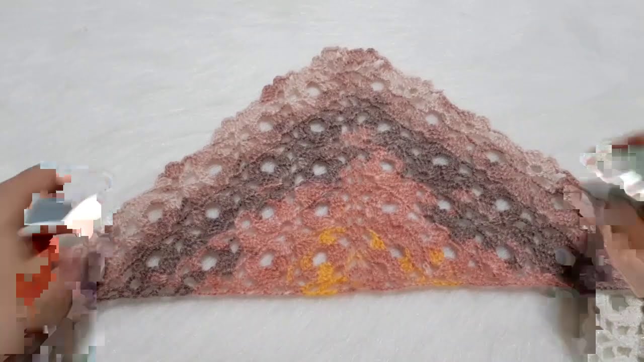 Bu Model Şahane Su Damlası Şal Modeli Detaylı Anlatım / üçgen Şal #kolayşal #gelinşal