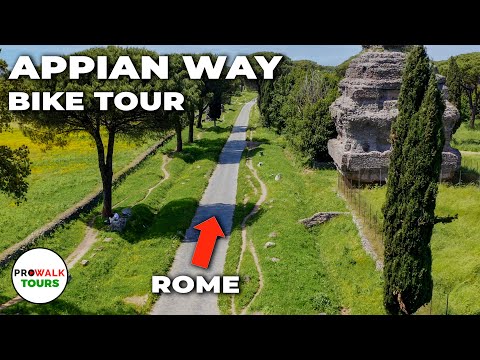 Appian Way in Rome Bike Ride - 4K - 13 Miles