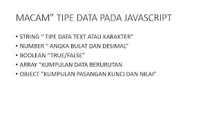 Variabel dan Tipedata Pada Javascript