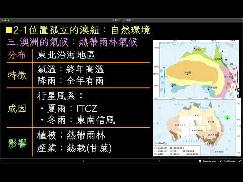 高中地理_108課綱_龍騰版_高二上_L.2-1_從孤立到樞紐-澳紐part.11澳洲的氣候：熱帶莽原與熱帶雨林氣候