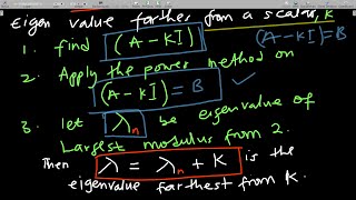 Eigenvalue of a matrix farthest or nearest to a given scalar  using shifted power method